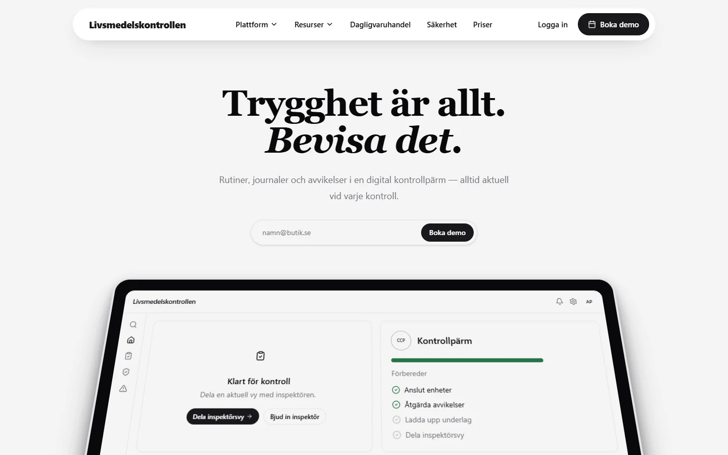 Website preview: Livsmedelskontrollen