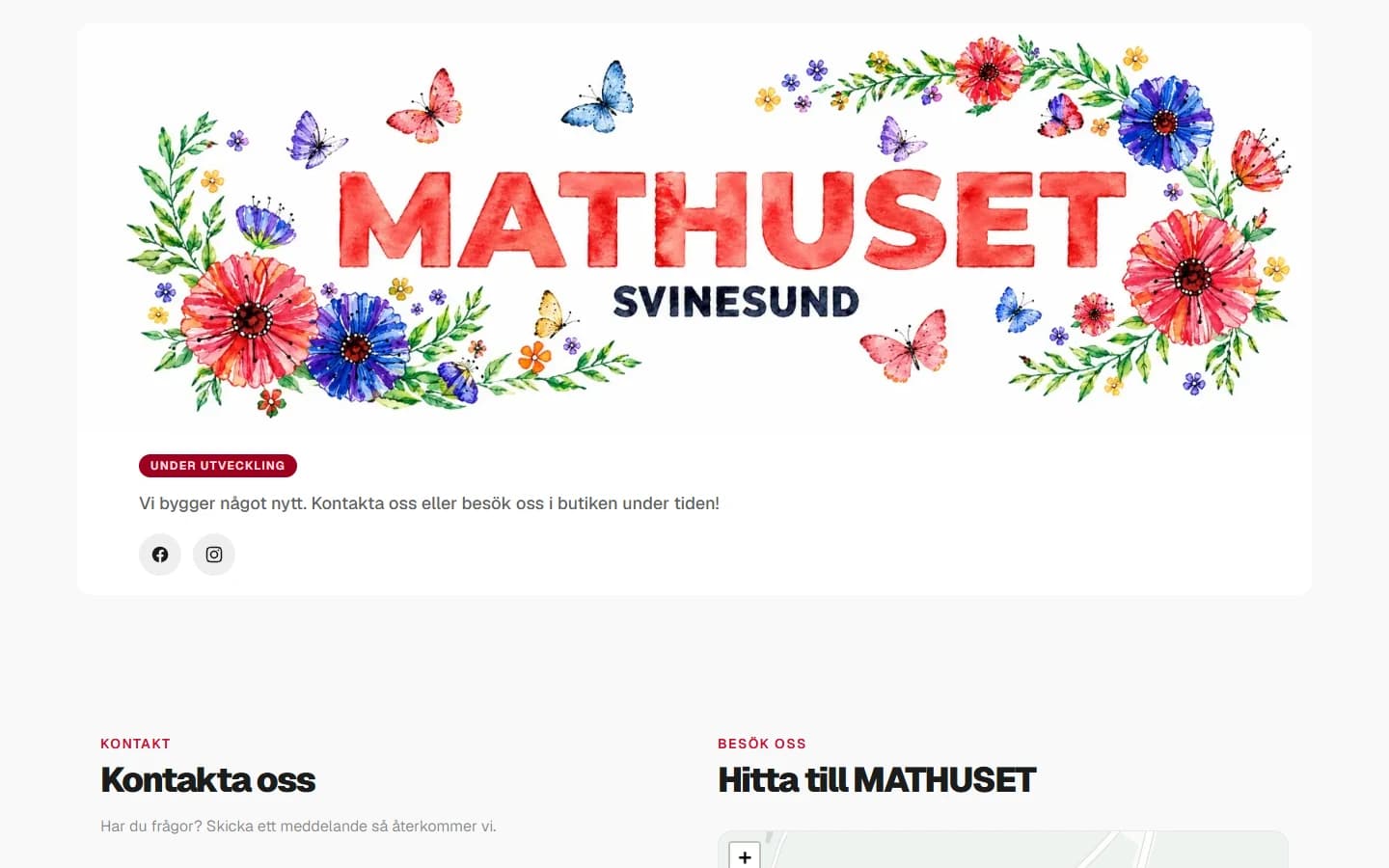Förhandsvisning av hemsida: Mathuset